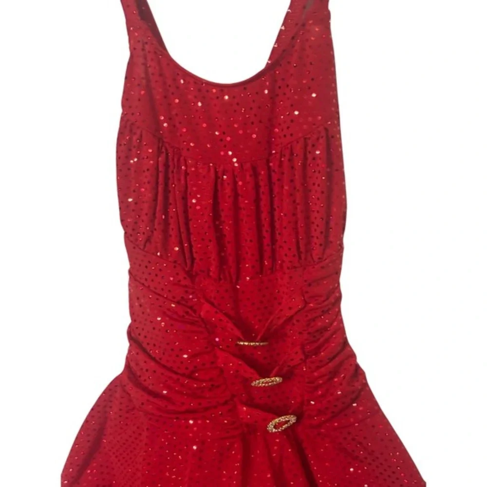 The‎ Competitor Child Size Large Red Sequin Dance Gymnastics Leotard Dress
